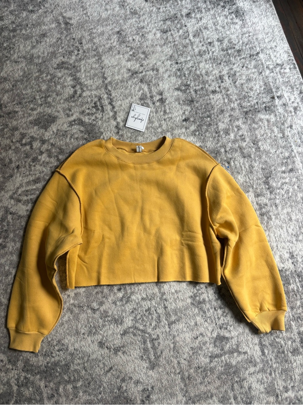 Women's Cropped Crewneck Sweatshirt in Mustard Yellow